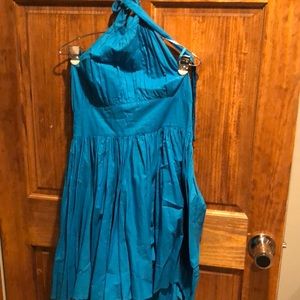 Blue cotton halter dress (2)